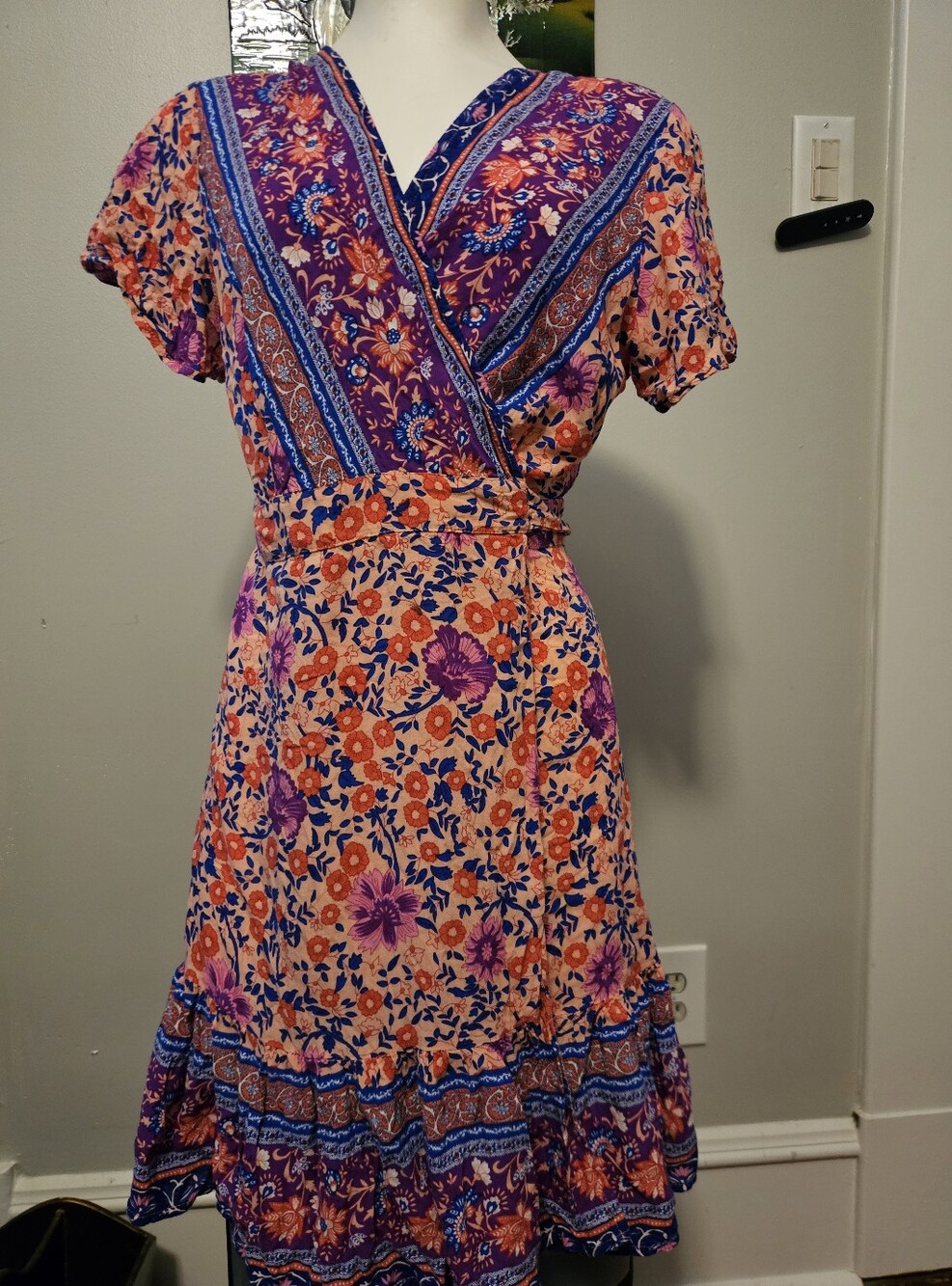 Junior Large * Rayon Wrap * Pink/Blue Floral